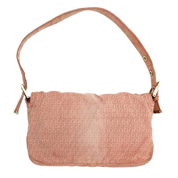 FENDI Vintage Zucchino Monogram Mamma Baguette Shoulder Bag Orange Pink [106017] - Picture 6 of 14